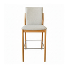 Kit 2 Banqueta Aura Alta Madeira Maciça E Linho 28 Areia Desi