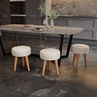 Kit 2 Banqueta Baixa Cozinha 48cm Estofada Off-white Madeira