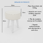 Kit 2 Banqueta Baixa Cozinha 48cm Estofada Off-white Madeira