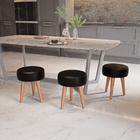 Kit 2 Banqueta Baixa Cozinha 48cm Estofada Preto Madeira Maci