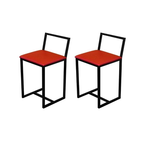 Kit 2 Banqueta Baixa Para Cozinha Preta Industrial Assento Es