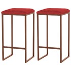 Kit 2 Banqueta Decorativa Billie Base Bronze Suede Vermelho G