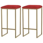 Kit 2 Banqueta Decorativa Billie Base Gold Suede Vermelho G41
