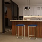 Kit 2 Banqueta Decorativa Billie Base Gold Veludo Azul G41 -