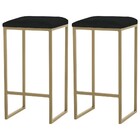 Kit 2 Banqueta Decorativa Billie Base Gold Veludo Preto G41 -