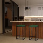 Kit 2 Banqueta Decorativa Billie Base Preta Suede Verde G41 -