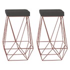 Kit 2 Banqueta Decorativa Kathy Base Bronze Suede Cinza G41 -