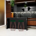 Kit 2 Banqueta Decorativa Kathy Base Bronze Suede Verde G41 -