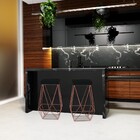 Kit 2 Banqueta Decorativa Kathy Base Bronze Veludo Preto G41