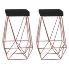 Kit 2 Banqueta Decorativa Kathy Base Bronze Veludo Preto G41