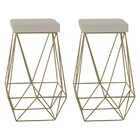 Kit 2 Banqueta Decorativa Kathy Base Gold Suede Bege G41 - Gr