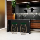 Kit 2 Banqueta Decorativa Kathy Base Gold Suede Verde G41 - G