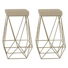 Kit 2 Banqueta Decorativa Kathy Base Gold Veludo Bege G41 - G