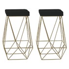 Kit 2 Banqueta Decorativa Kathy Base Gold Veludo Preto G41 -