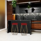 Kit 2 Banqueta Decorativa Kathy Base Gold Veludo Vermelho G41