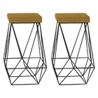 Kit 2 Banqueta Decorativa Kathy Base Preta Suede Mostarda G41