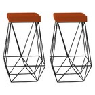 Kit 2 Banqueta Decorativa Kathy Base Preta Suede Telha G41 -