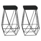 Kit 2 Banqueta Decorativa Kathy Base Preta Veludo Preto G41 -