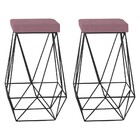 Kit 2 Banqueta Decorativa Kathy Base Preta Veludo Rosê G41 -