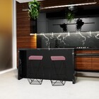 Kit 2 Banqueta Decorativa Kathy Base Preta Veludo Rosê G41 -