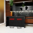 Kit 2 Banqueta Decorativa Kathy Base Preta Veludo Vermelho G4