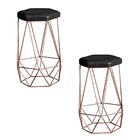 Kit 2 Banqueta Decorativa Rubel Base Bronze Pu Sintético Pret