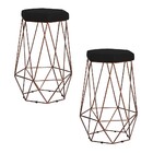 Kit 2 Banqueta Decorativa Rubel Base Bronze Suede Preto G41 -