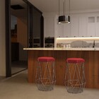 Kit 2 Banqueta Decorativa Rubel Base Bronze Veludo Vermelho G