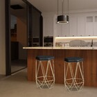 Kit 2 Banqueta Decorativa Rubel Base Gold Pu Sintético Preto