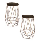 Kit 2 Banqueta Decorativa Rubel Base Gold Suede Marrom G41 -