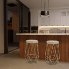 Kit 2 Banqueta Decorativa Rubel Base Gold Veludo Bege G41 - G