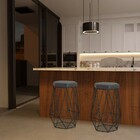 Kit 2 Banqueta Decorativa Rubel Base Preta Suede Cinza G41 -