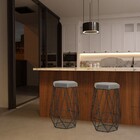 Kit 2 Banqueta Decorativa Rubel Base Preta Veludo Cinza G41 -