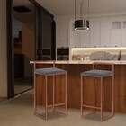 Kit 2 Banqueta Decorativa Selena Base Bronze Suede Cinza G41