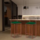 Kit 2 Banqueta Decorativa Selena Base Bronze Suede Verde G41