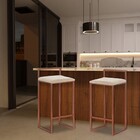 Kit 2 Banqueta Decorativa Selena Base Bronze Veludo Bege G41