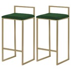 Kit 2 Banqueta Decorativa Selena Base Gold Suede Verde G41 -