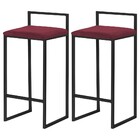 Kit 2 Banqueta Decorativa Selena Base Preta Suede Bordô G41 -