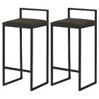 Kit 2 Banqueta Decorativa Selena Base Preta Suede Marrom G41