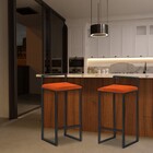 Kit 2 Banqueta Decorativa Selena Base Preta Suede Telha G41 -