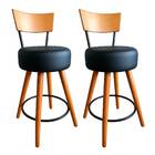 Kit 2 Banqueta Média Cozinha Estofada Preta Com Encosto Madei