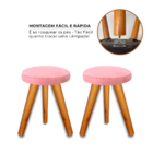 Kit 2 Banqueta Puff Jb Redondo Luxo Sala Pés Madeira Maciça