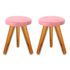 Kit 2 Banqueta Puff Jb Redondo Luxo Sala Pés Madeira Maciça