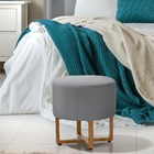 Kit 2 Banqueta Redonda Puff Pes Dourado Para Penteadeira Cama