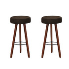 Kit 2 Banquetas Alex Veludo Marrom Pés Palito Bnn Decor