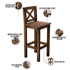 Kit 2 Banquetas Alta Arizona Com Encosto E Base Fixa De Madei