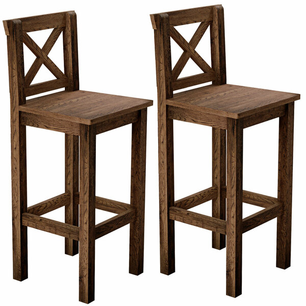 Kit 2 Banquetas Alta Arizona Com Encosto E Base Fixa De Madei