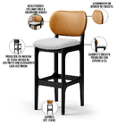 Kit 2 Banquetas Alta Bar Cozinha Jantar Betta L02 Preto Courí