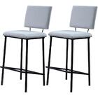 Kit 2 Banquetas Alta Base Em Aço Preto F109 Linho Dmobiliario