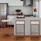 Kit 2 Banquetas Alta Bistro Bar Aço Cobre Assento Corino Bran